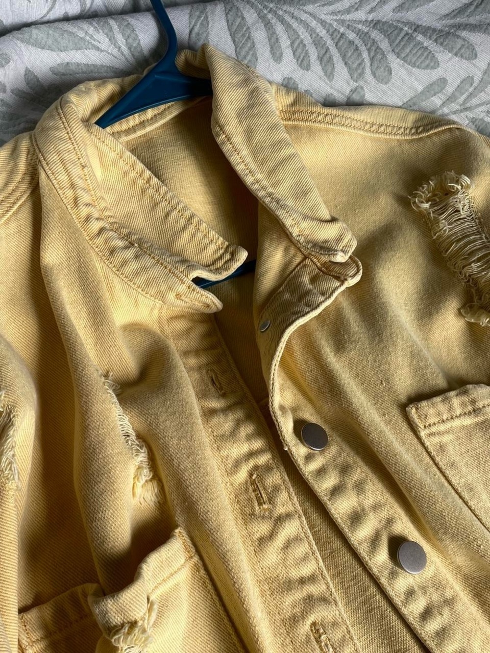 Yellow Distressed Denim Jacket